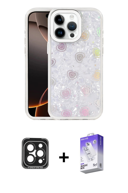 iPhone 15 Pro Max Kılıf Odak Prime - Siyah Bilvis 5in1 3D Magic Cam Ekran Koruyucu + Siyah PVD