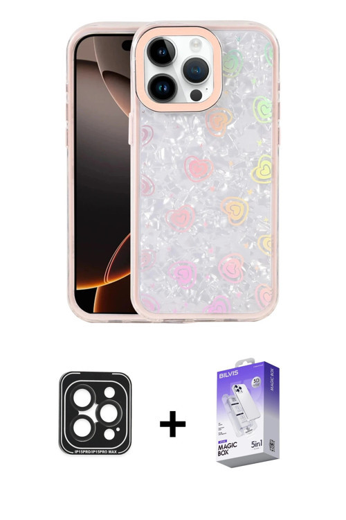 iPhone 15 Pro Max Kılıf Odak Prime - Siyah Bilvis 5in1 3D Magic Cam Ekran Koruyucu + Siyah PVD