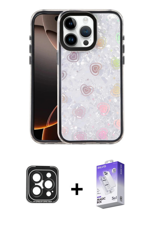 iPhone 15 Pro Max Kılıf Odak Prime - Siyah Bilvis 5in1 3D Magic Cam Ekran Koruyucu + Siyah PVD