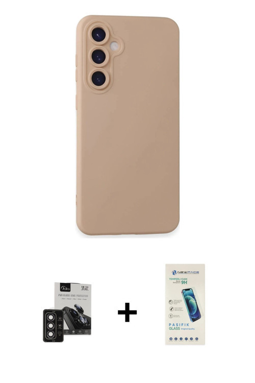 Galaxy S24 Kılıf Ahenk Serisi - Şeffaf Pasifik Cam Ekran Koruyucu + Derin Mor PVD Metal Kamera