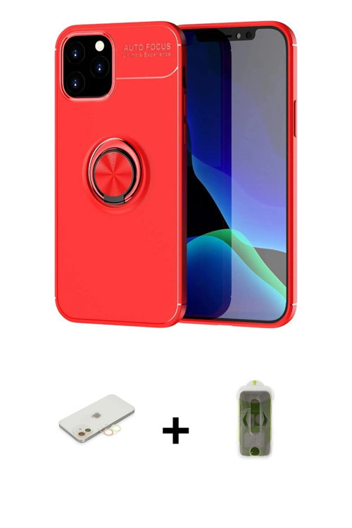 iPhone 12 Kılıf Yankı Form Prime - Siyah Joko Magic 5D Hayalet Cam + Sarı Renkli Kamera Lens Ko