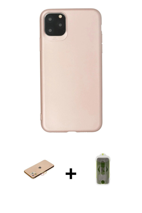 iPhone 11 Pro Max Kılıf Kozmos Yansıma Özel Seri - Siyah Joko Magic 5D Hayalet Cam + Turuncu Re