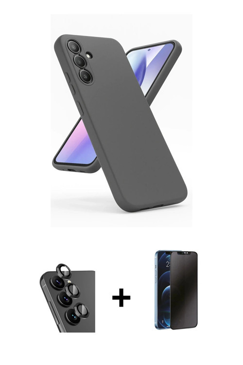 ieg™ Galaxy A24 4G Kılıf Kozmos Yansıma Özel Seri - Siyah 3D Antistatik Hayalet Cam Ekran Koruyucu +