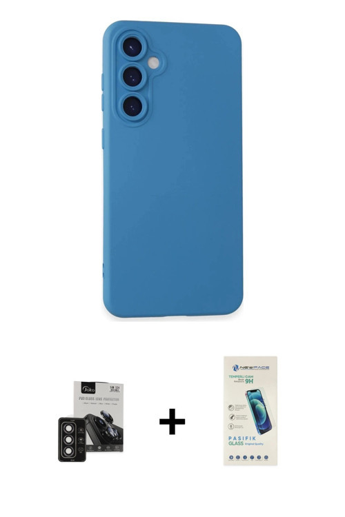 Galaxy S24 Kılıf Ahenk Serisi - Şeffaf Pasifik Cam Ekran Koruyucu + Derin Mor PVD Metal Kamera