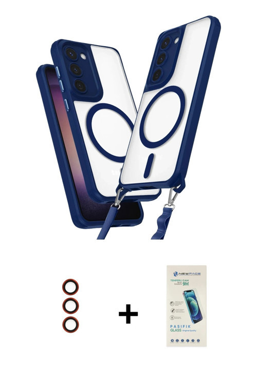 Galaxy S23 Kılıf Atlas Doku Koleksiyonu - Şeffaf Pasifik Cam Ekran Koruyucu + Kırmızı Metal Kam
