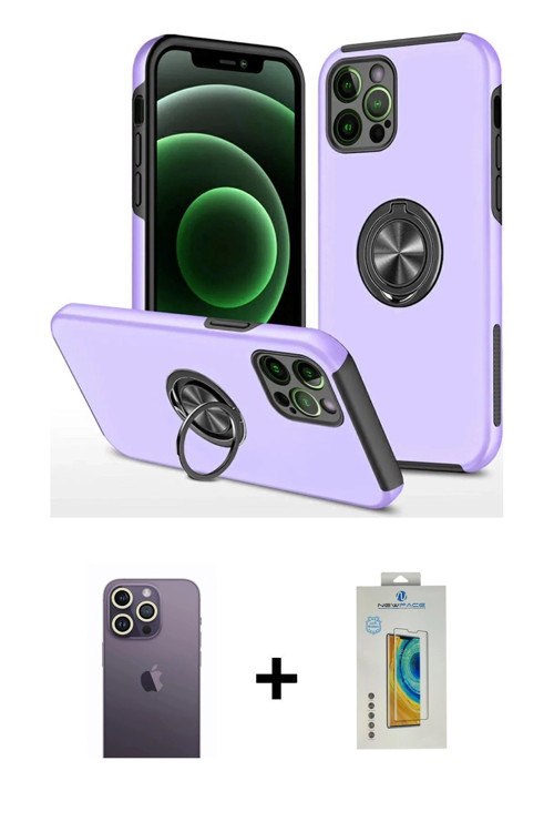 iPhone 12 Pro Kılıf Odak Form Prime - Siyah Polymer Nano Ekran Koruyucu + Beyaz Neon Fosforlu K