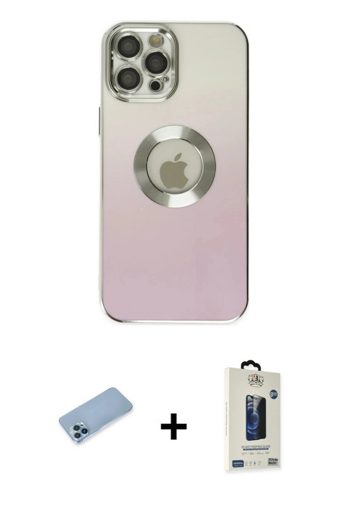 iPhone 12 Pro Max Kılıf Kutup Yansıma Özel Seri - Siyah Bilvis Hayalet Cam Ekran Koruyucu + Mav