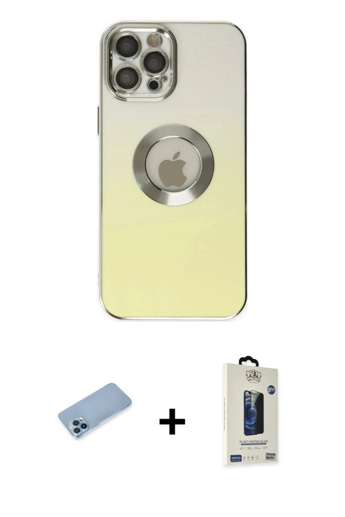 iPhone 12 Pro Max Kılıf Kutup Yansıma Özel Seri - Siyah Bilvis Hayalet Cam Ekran Koruyucu + Mav