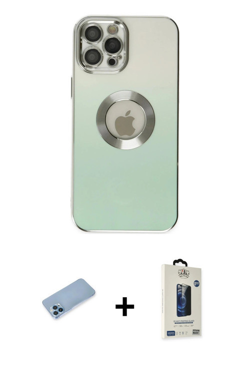 iPhone 12 Pro Max Kılıf Kutup Yansıma Özel Seri - Siyah Bilvis Hayalet Cam Ekran Koruyucu + Mav