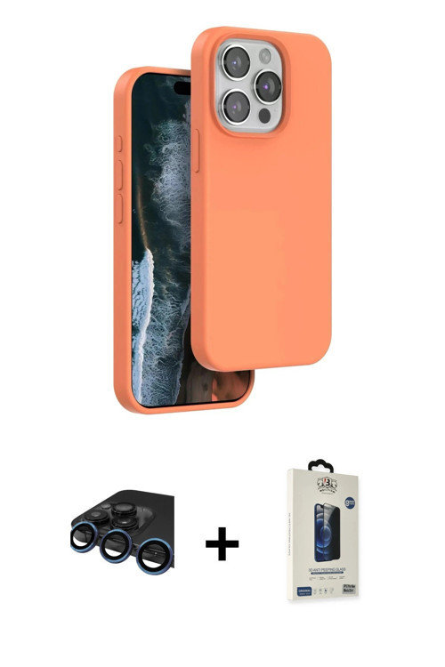 iPhone 15 Pro Kılıf Kıvılcım Çizgi Serisi - Siyah Bilvis Hayalet Cam Ekran Koruyucu + Lacivert