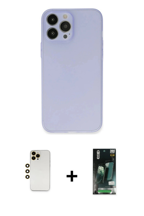 ieg™ iPhone 13 Pro Max Kılıf Atlas Minimal Prime - Şeffaf 360 Full Body Arka Koruyucu + Gold Shine K