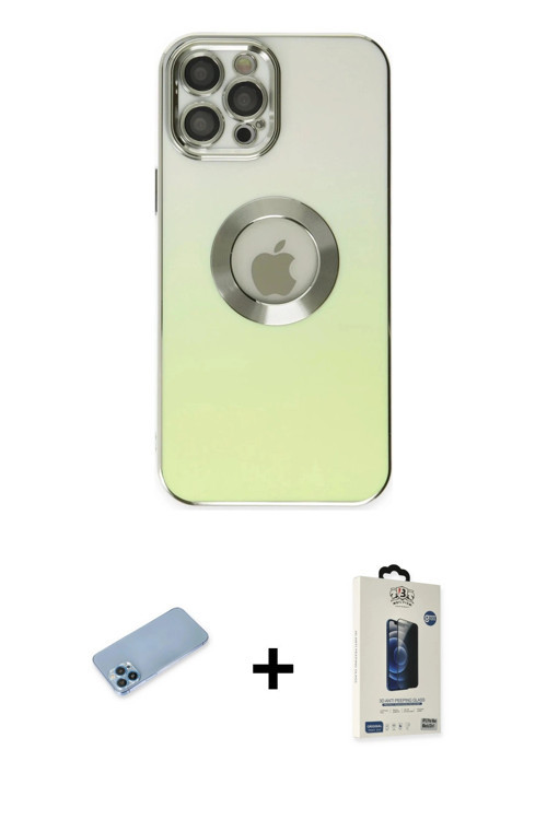 iPhone 12 Pro Max Kılıf Kutup Yansıma Özel Seri - Siyah Bilvis Hayalet Cam Ekran Koruyucu + Mav