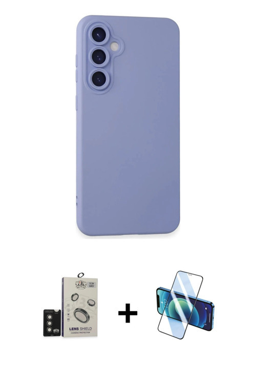 Galaxy S24 Kılıf Ahenk Serisi - Siyah 3D Antistatik Seramik Nano Ekran Koruyucu + Titanyum Gri