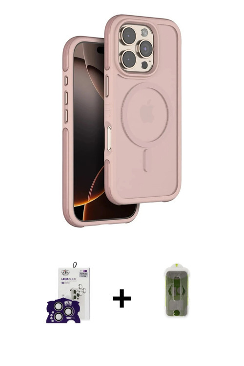ieg™ iPhone 16 Pro Max Kılıf Çekirdek Minimal Prime - Siyah Joko Magic 5D Hayalet Cam + Titanyum Gri
