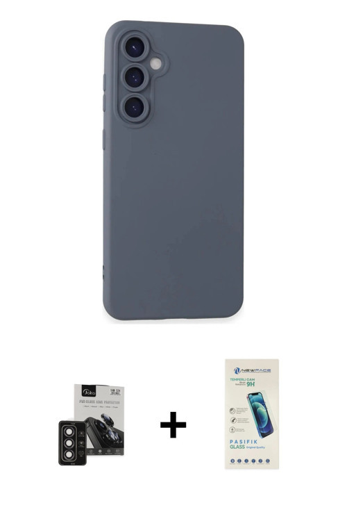 Galaxy S24 Kılıf Ahenk Serisi - Şeffaf Pasifik Cam Ekran Koruyucu + Derin Mor PVD Metal Kamera