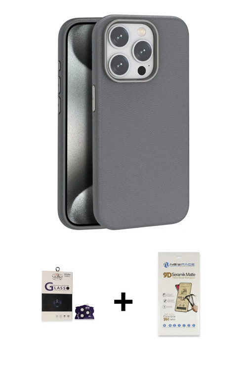 ieg™ iPhone 14 Pro Max Kılıf Zirve Modern Prime - Siyah Mat Seramik Nano Ekran Koruyucu + Derin Mor