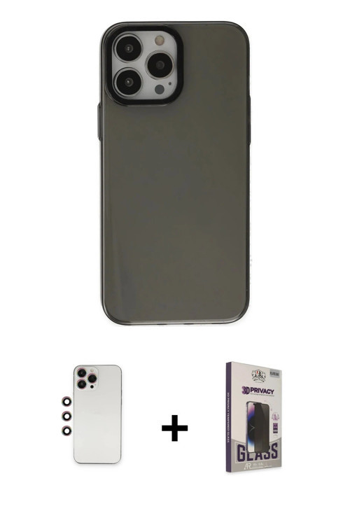 ieg™ iPhone 13 Pro Max Kılıf Zirve Doku Koleksiyonu - Siyah Bilvis Hayalet Cam Ekran Koruyucu + Gökk