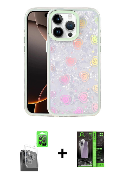iPhone 16 Pro Max Kılıf Odak Prime - Şeffaf 360 Full Body Arka Koruyucu + Siyah Raze Metal Kame