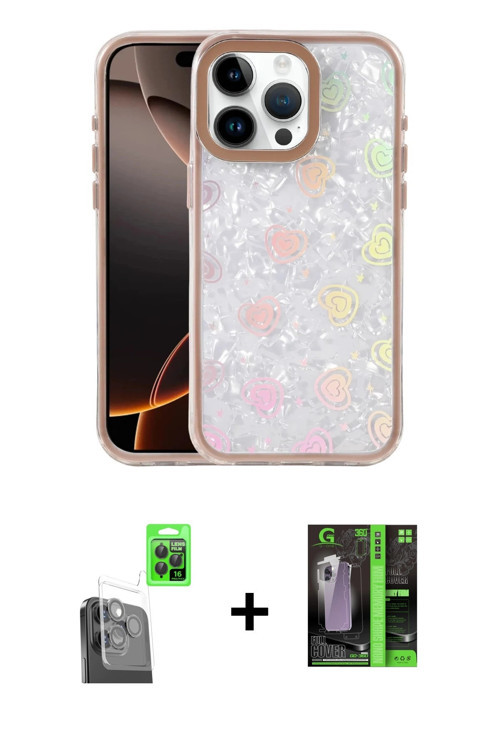 iPhone 16 Pro Max Kılıf Odak Prime - Şeffaf 360 Full Body Arka Koruyucu + Siyah Raze Metal Kame