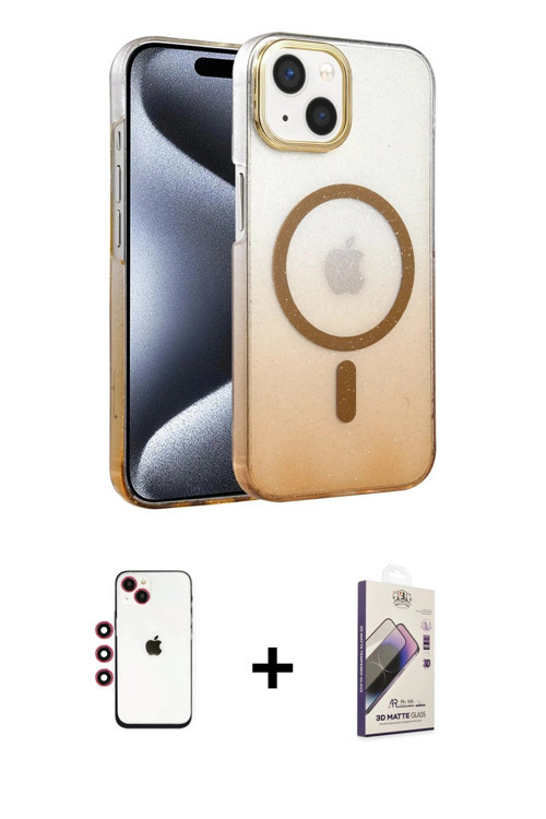 ieg™ iPhone 14 Kılıf Ahenk Doku Özel Seri - Siyah Bilvis 3D Mat Cam Ekran Koruyucu + Kırmızı Shine K