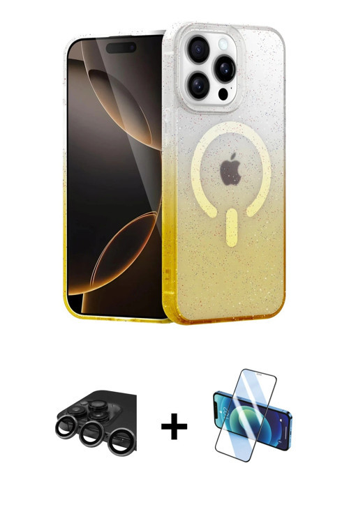 ieg™ iPhone 15 Pro Kılıf Eksen Minimal Özel Seri - Siyah 3D Antistatik Seramik Nano Ekran Koruyucu +