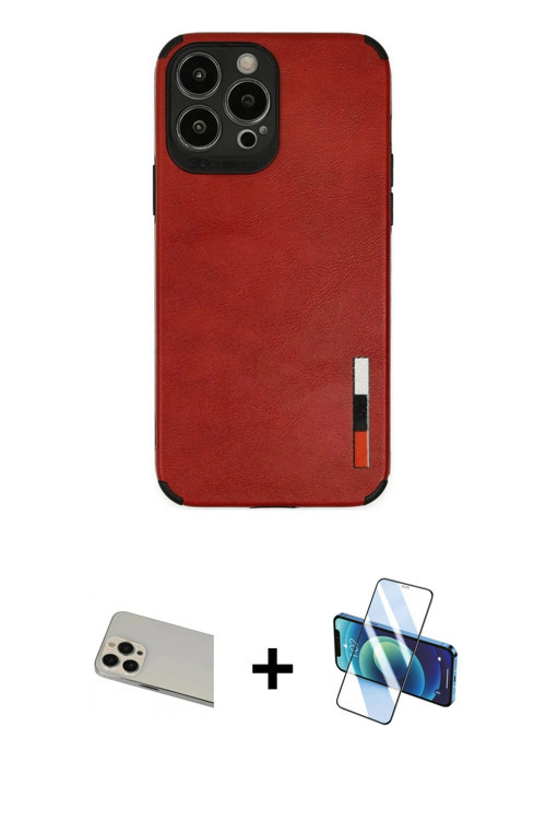 ieg™ iPhone 13 Pro Max Kılıf Doruk Asil Koleksiyonu - Siyah 3D Antistatik Cam Ekran Koruyucu + Rose