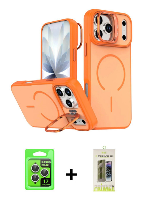 ieg™ iPhone 17 Pro Kılıf Çekirdek Klasik - Siyah Joko Magic 5D Hayalet Cam + Gümüş Raze Metal Kamera