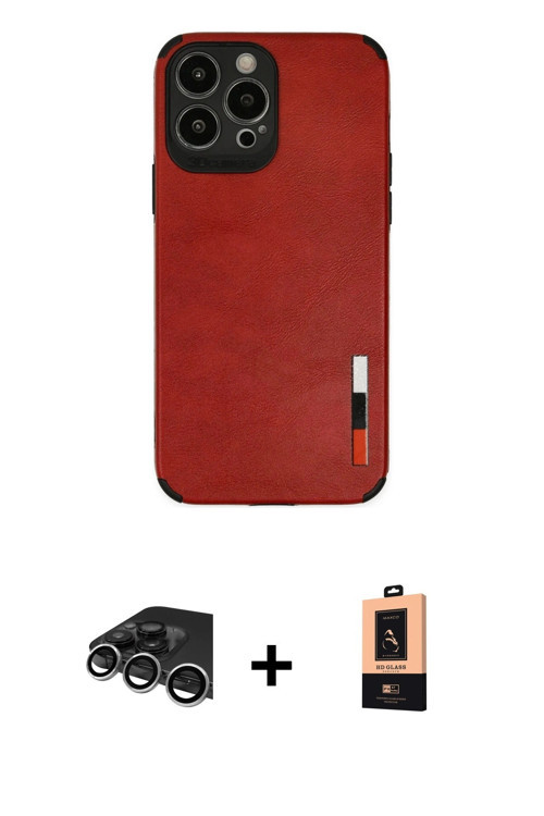 ieg™ iPhone 13 Pro Max Kılıf Doruk Asil Koleksiyonu - Şeffaf Maxco Cam Ekran Koruyucu + Gümüş Raze M