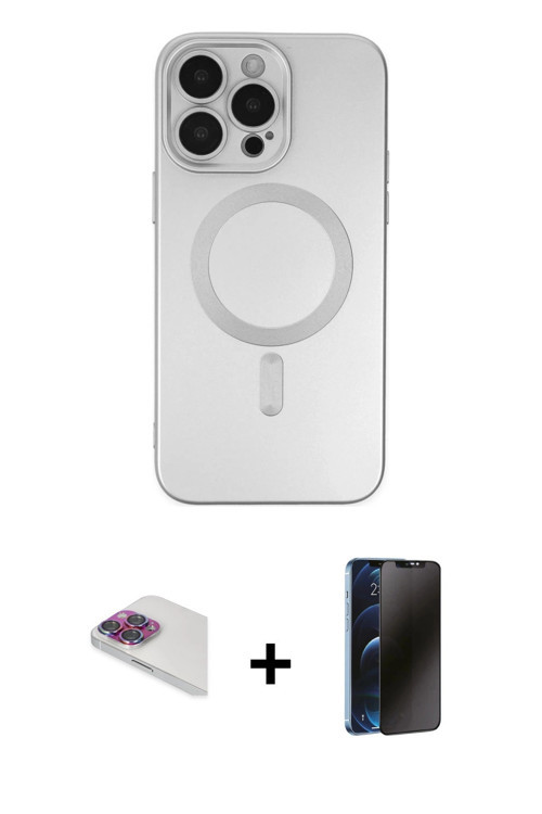 ieg™ iPhone 13 Pro Max Kılıf Akış Minimal Özel Seri - Siyah 3D Antistatik Hayalet Cam Ekran Koruyucu