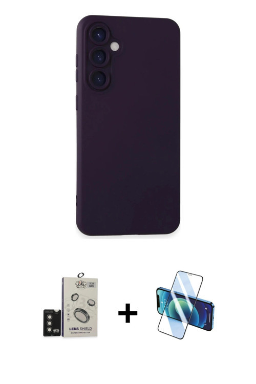 Galaxy S24 Kılıf Ahenk Serisi - Siyah 3D Antistatik Seramik Nano Ekran Koruyucu + Titanyum Gri