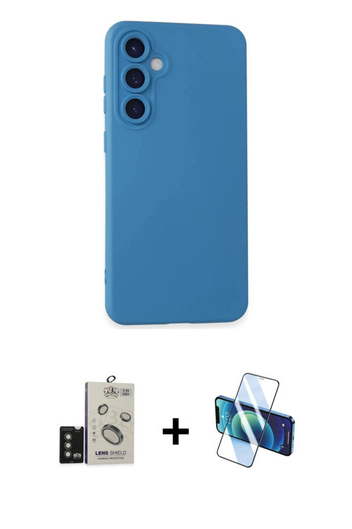 Galaxy S24 Kılıf Ahenk Serisi - Siyah 3D Antistatik Seramik Nano Ekran Koruyucu + Titanyum Gri