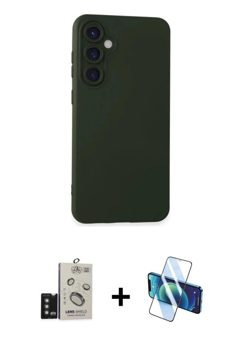Galaxy S24 Kılıf Ahenk Serisi - Siyah 3D Antistatik Seramik Nano Ekran Koruyucu + Titanyum Gri