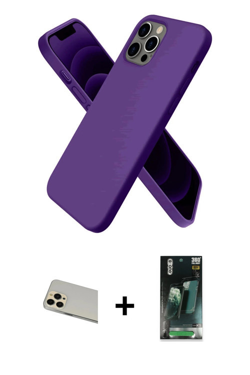 ieg™ iPhone 12 Pro Kılıf Kozmos Yansıma Özel Seri - Şeffaf 360 Full Body Arka Koruyucu + Gold Rainbo