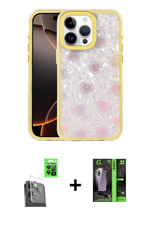 iPhone 16 Pro Max Kılıf Odak Prime - Şeffaf 360 Full Body Arka Koruyucu + Siyah Raze Metal Kame