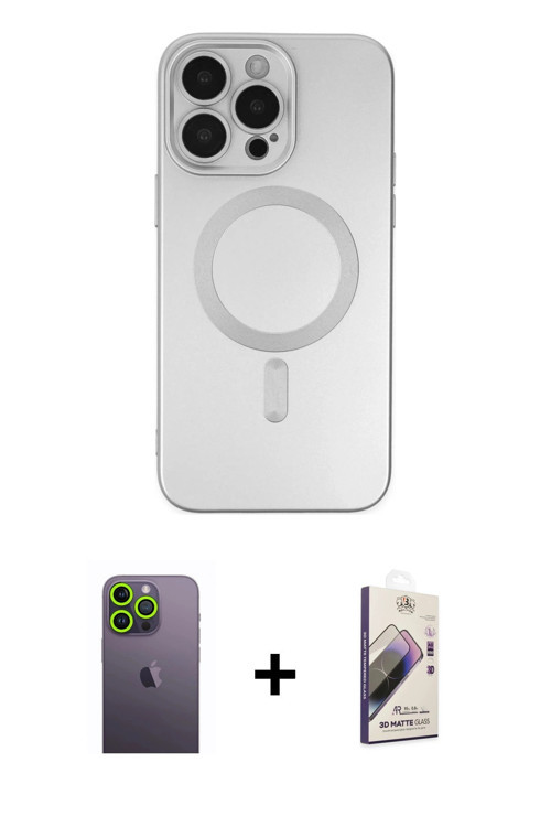 ieg™ iPhone 13 Pro Max Kılıf Akış Minimal Özel Seri - Siyah Bilvis 3D Mat Cam Ekran Koruyucu + Yeşil