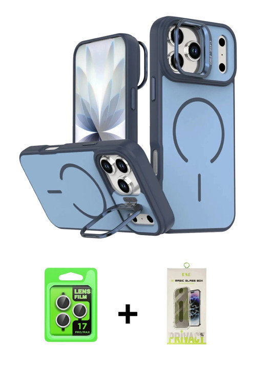 ieg™ iPhone 17 Pro Kılıf Çekirdek Klasik - Siyah Joko Magic 5D Hayalet Cam + Gümüş Raze Metal Kamera