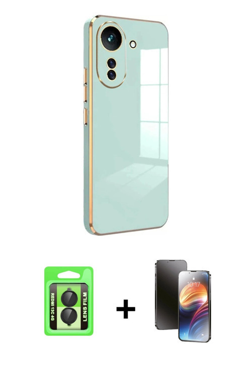 ieg™ Redmi 13C Kılıf Yankı Serisi - Siyah 3D Antistatik Mat Seramik Nano Ekran Koruyucu + Siyah Raze