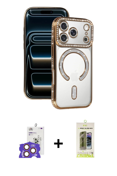 iPhone 17 Pro Max Kılıf Zirve Doku Prime - Siyah Joko Magic 5D Hayalet Cam + Turuncu Bilvis Tit