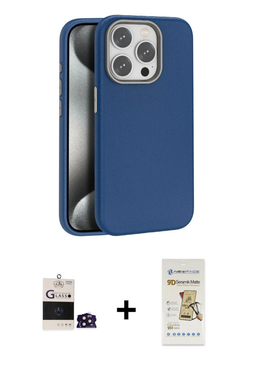 ieg™ iPhone 14 Pro Max Kılıf Zirve Modern Prime - Siyah Mat Seramik Nano Ekran Koruyucu + Derin Mor