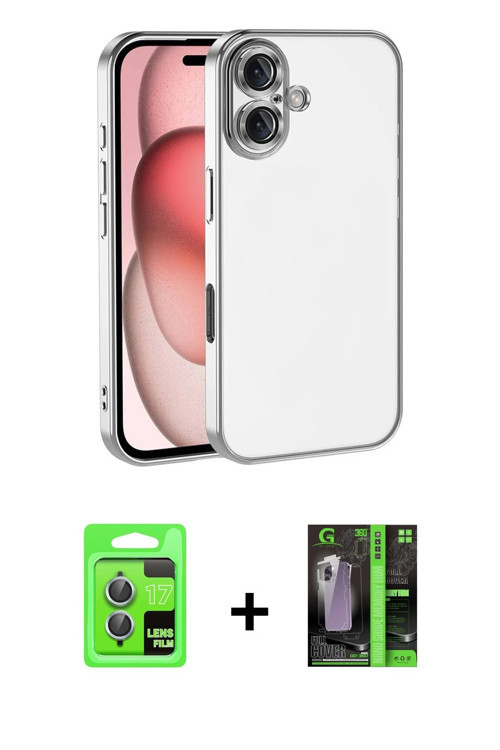 ieg™ iPhone 17 Kılıf Vadi Minimal - Şeffaf 360 Full Body Arka Koruyucu + Açık Mavi Raze Metal Kamera