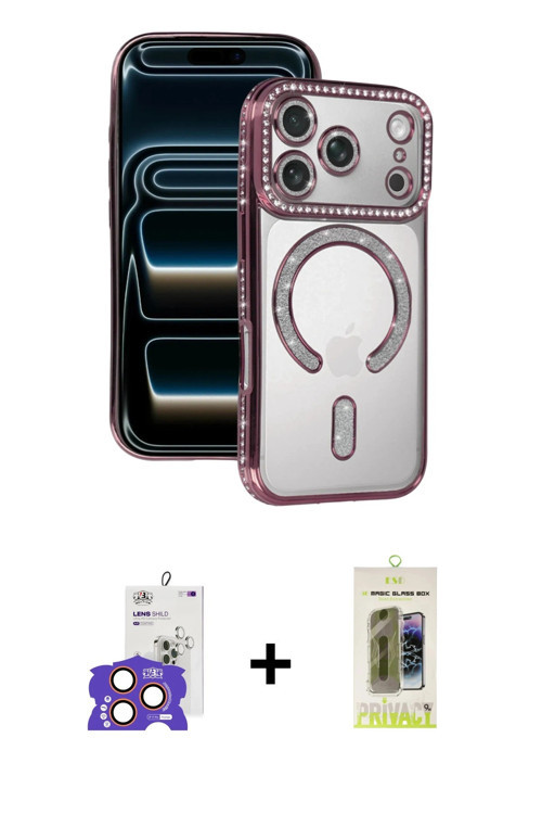 iPhone 17 Pro Max Kılıf Zirve Doku Prime - Siyah Joko Magic 5D Hayalet Cam + Turuncu Bilvis Tit