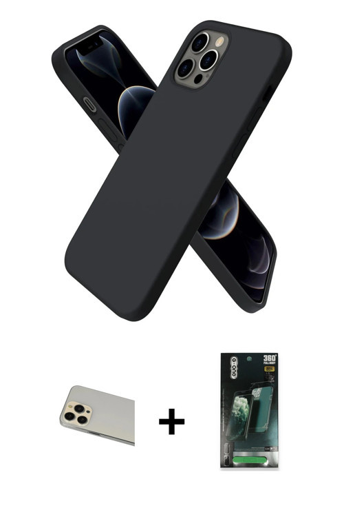 ieg™ iPhone 12 Pro Kılıf Kozmos Yansıma Özel Seri - Şeffaf 360 Full Body Arka Koruyucu + Gold Rainbo