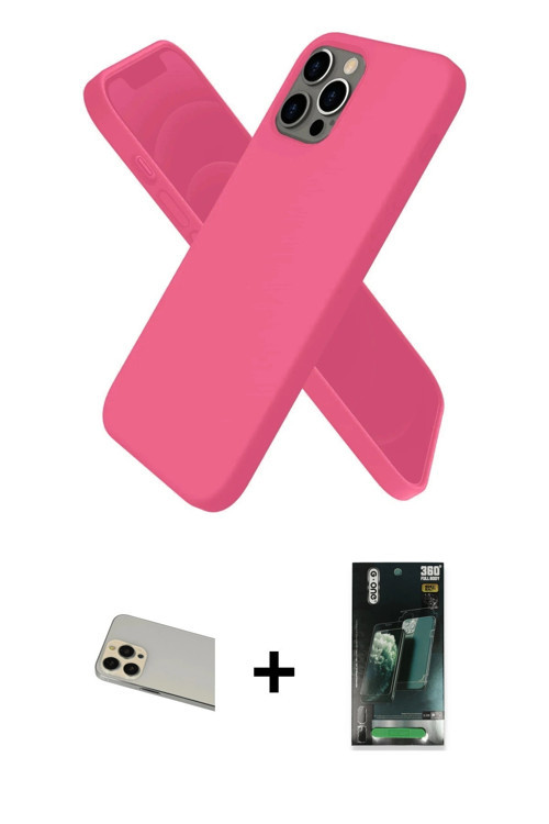 ieg™ iPhone 12 Pro Kılıf Kozmos Yansıma Özel Seri - Şeffaf 360 Full Body Arka Koruyucu + Gold Rainbo