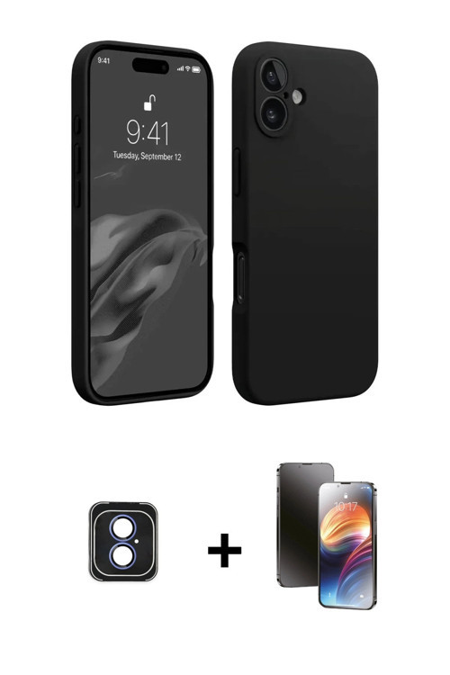 ieg™ iPhone 16 Kılıf Kozmos Yansıma Özel Seri - Siyah 3D Antistatik Mat Seramik Nano Ekran Koruyucu