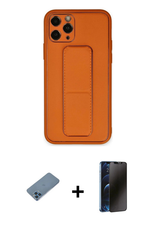 ieg™ iPhone 11 Pro Kılıf Akış Doku - Siyah 3D Antistatik Hayalet Cam Ekran Koruyucu + Mavi Shine Kam