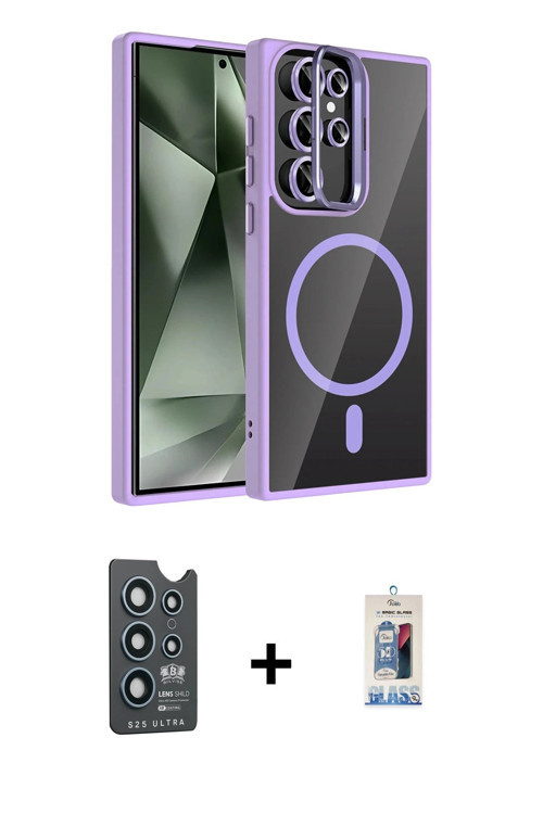 ieg™ Galaxy S25 Ultra Kılıf Yadigar Asil Koleksiyonu - Siyah Joko Magic 5D Cam + Lacivert Bilvis Tit