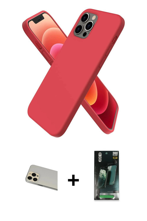 ieg™ iPhone 12 Pro Kılıf Kozmos Yansıma Özel Seri - Şeffaf 360 Full Body Arka Koruyucu + Gold Rainbo