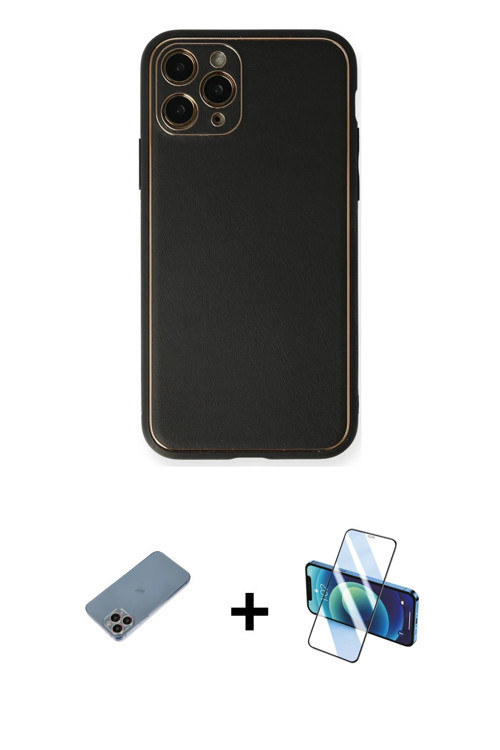 ieg™ iPhone 11 Pro Max Kılıf Yadigar Klasik - Siyah 3D Antistatik Seramik Nano Ekran Koruyucu + Gökk