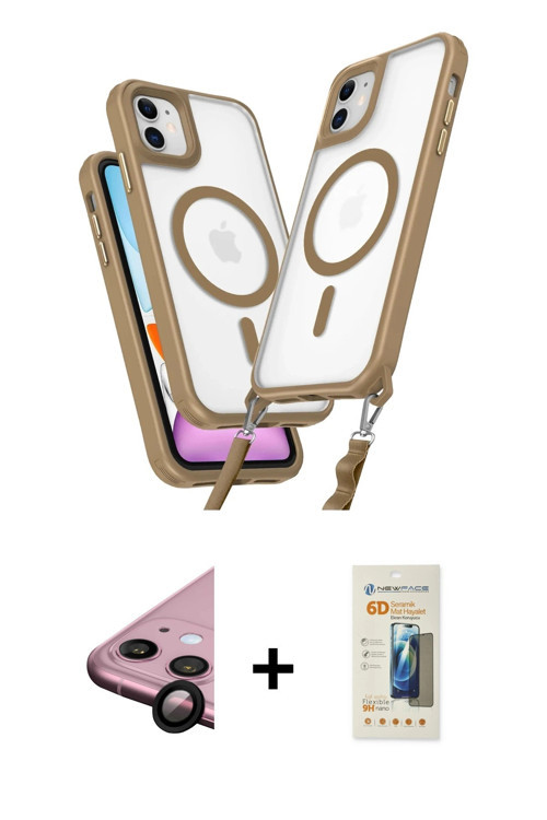 ieg™ iPhone 11 Kılıf Atlas Doku Koleksiyonu - Siyah 6D Mat Seramik Hayalet Nano Ekran Koruyucu + Siy