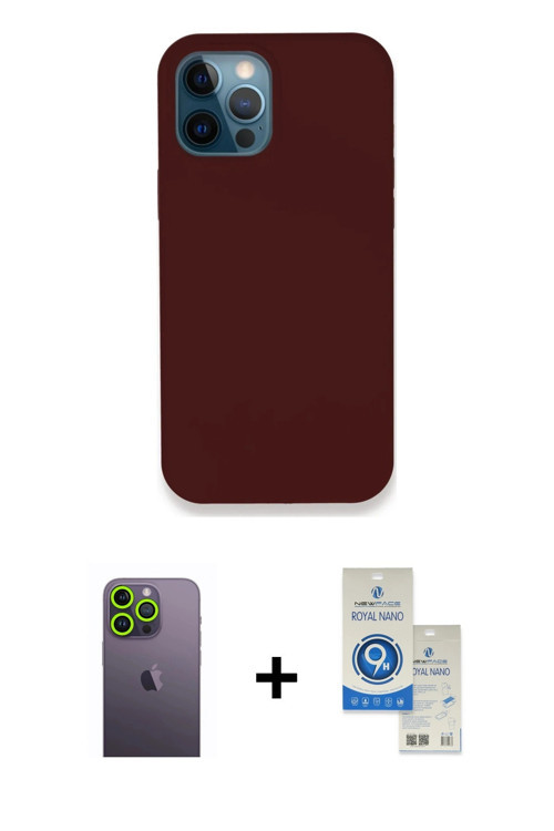 ieg™ iPhone 12 Pro Max Kılıf Zirve Modern Özel Seri - Şeffaf Royal Nano Ekran Koruyucu + Yeşil Neon